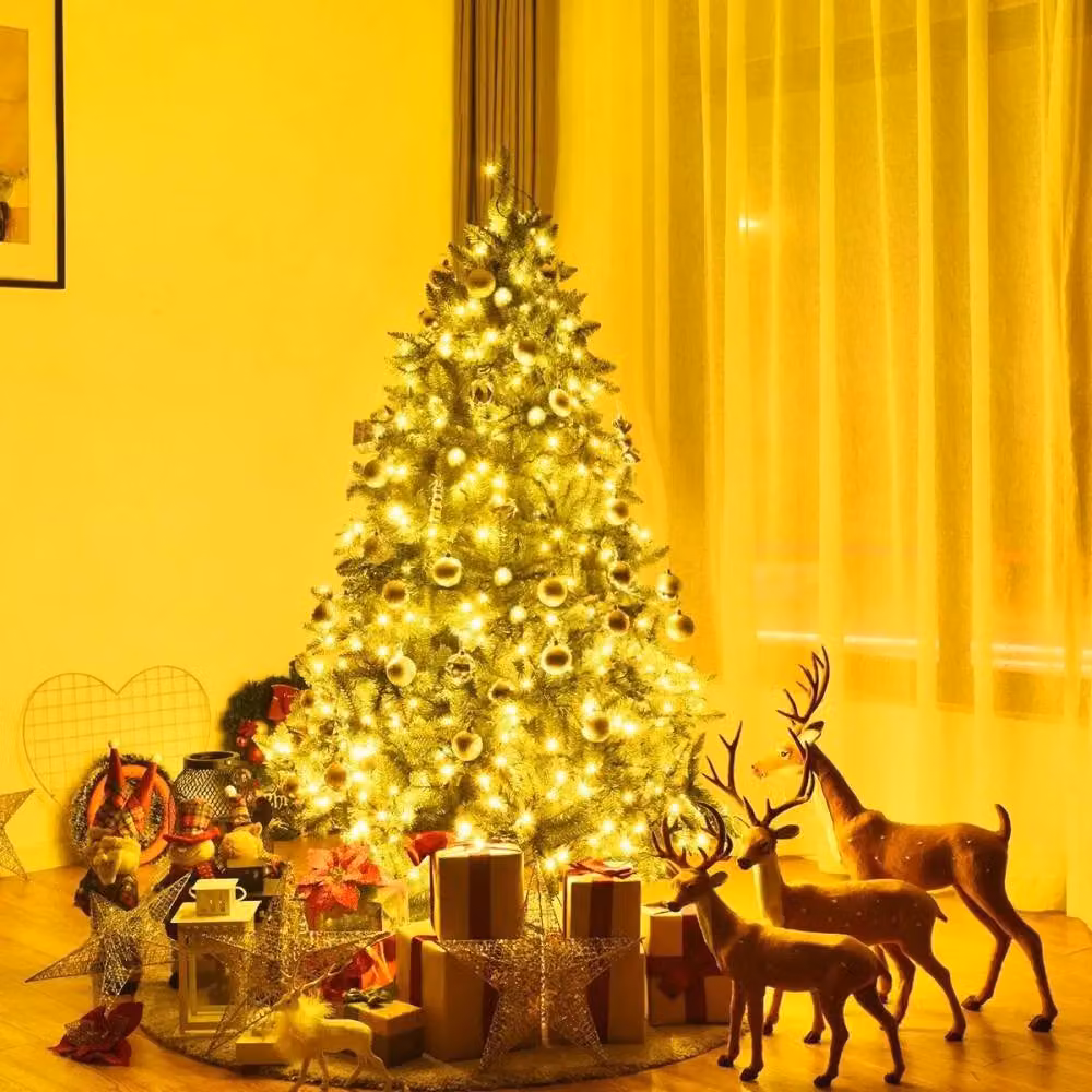 Costway 5ft Pre-Lit Artificial Christmas Tree in Green with 450 LED Lights and 8 Lighting Modes – 2