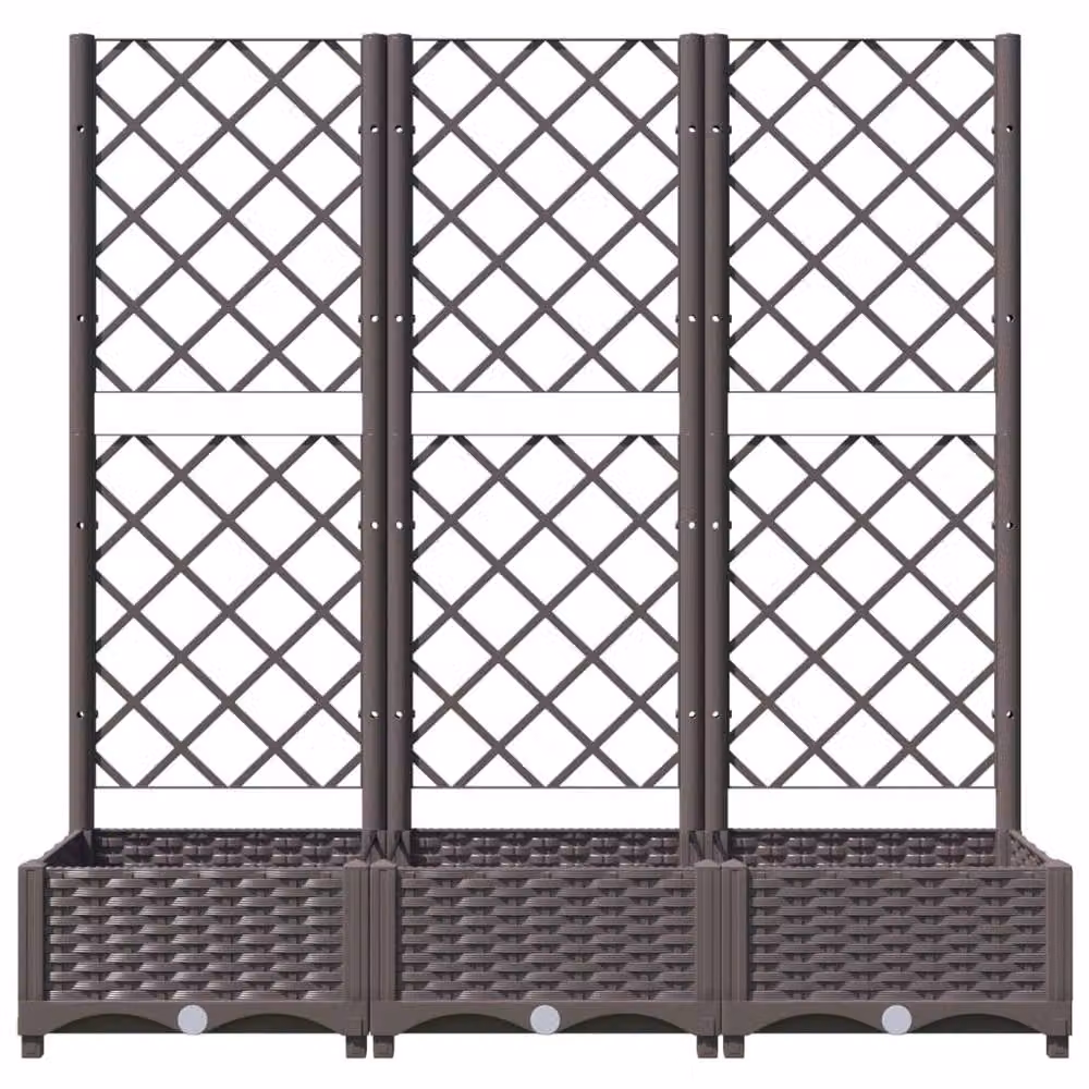 Berkfield Home Garden Planter with Trellis in Brown, W/D/H: 120 x 40 x 121.5 cm – 4