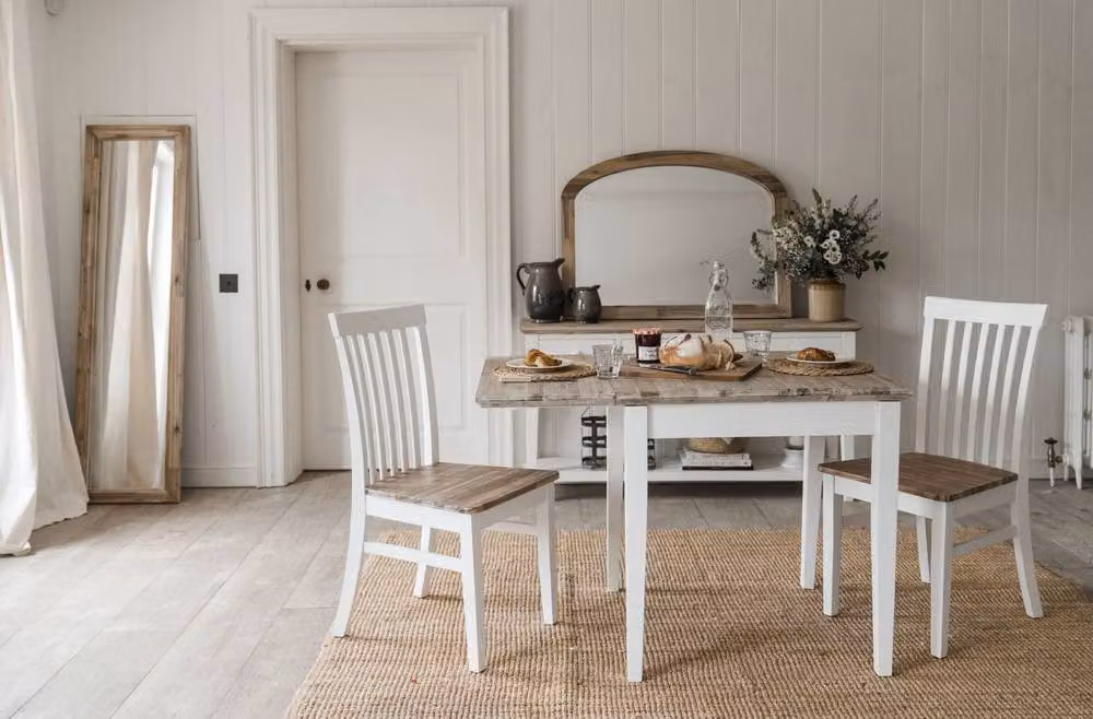 Statement Furniture Florence Highback Dining Chairs with Acacia Wood Seat, Set of 2, White, W45 x D53 x H94 cm – 2