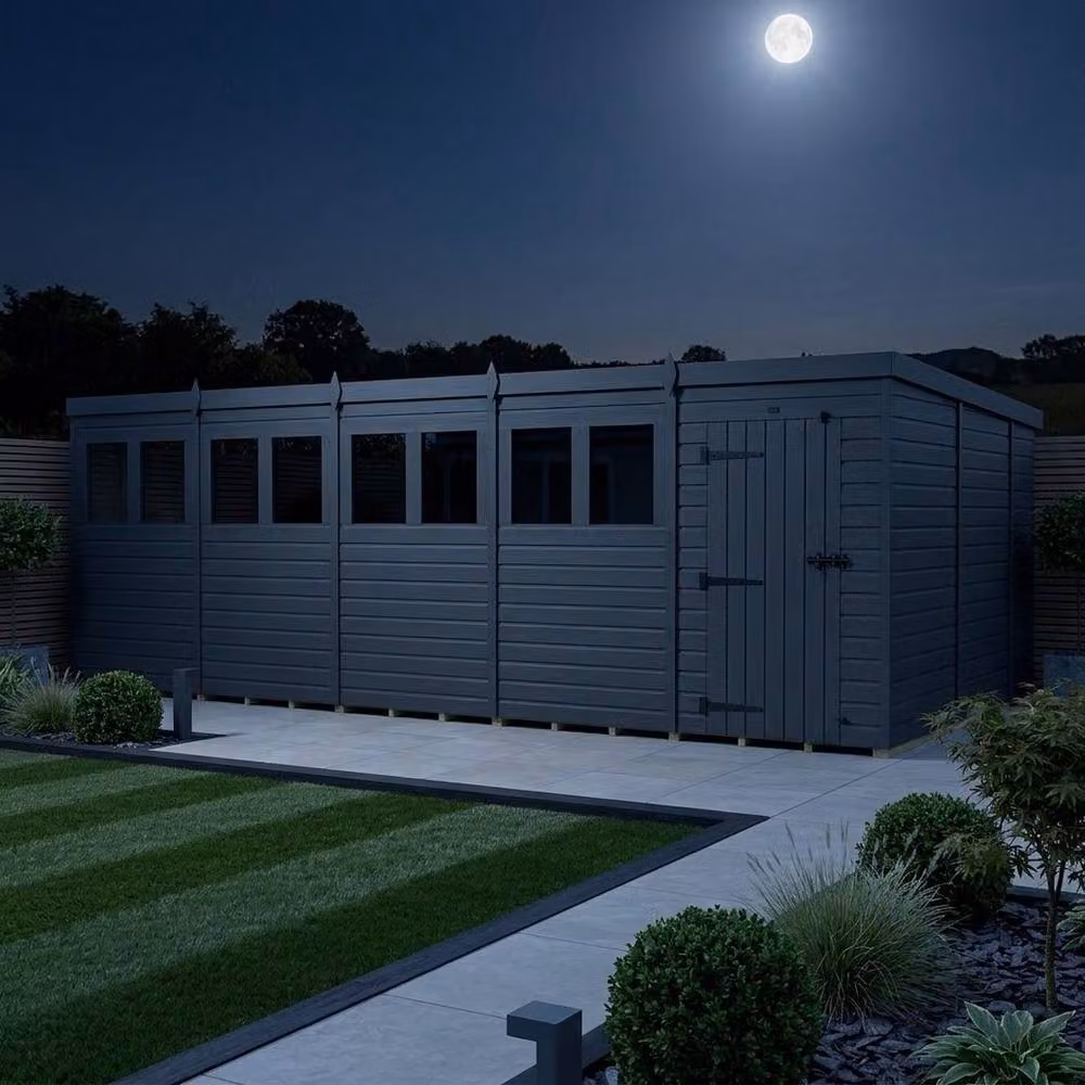Buttercup Farm Grey Composite Pent Garden Shed with Single Door and Windows W: 305 cm, D: 305 cm, H: 210 cm – 3