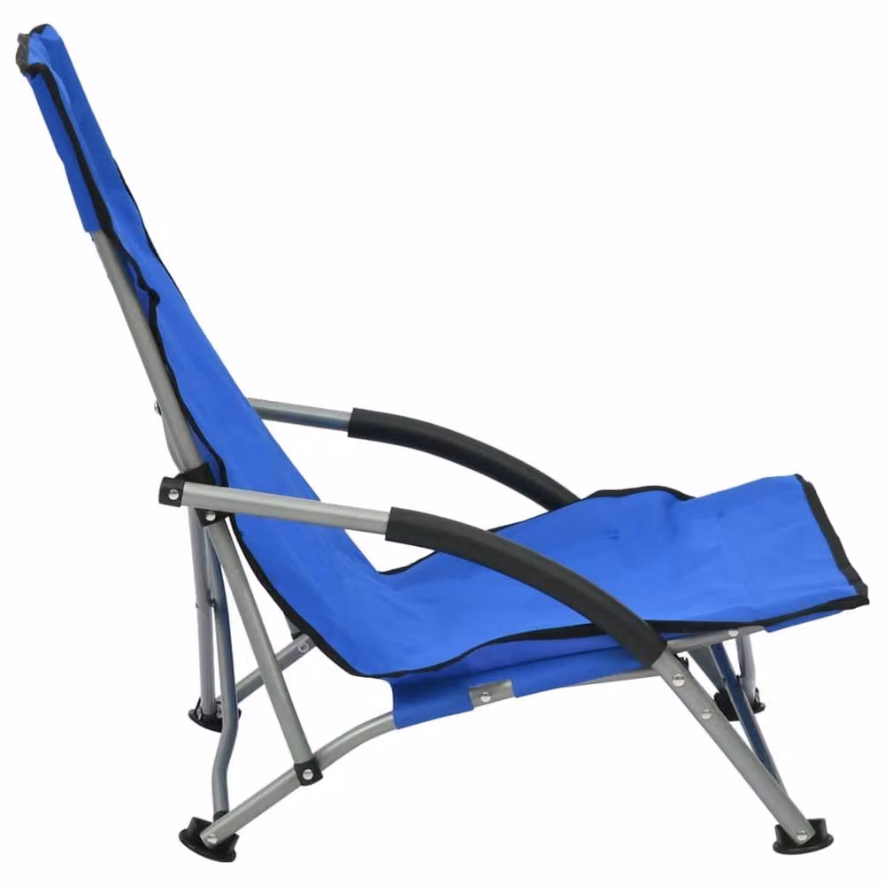 Berkfield Home Set of 2 Blue Fabric Folding Beach and Garden Chairs with Armrests – 3