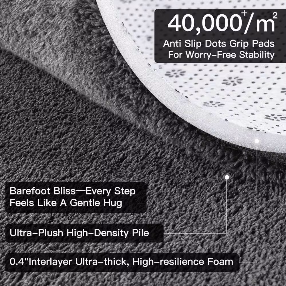 PAWNORA Non Slip Dark Grey Polyester Door Mat, W: 60 cm, L: 200 cm – 3
