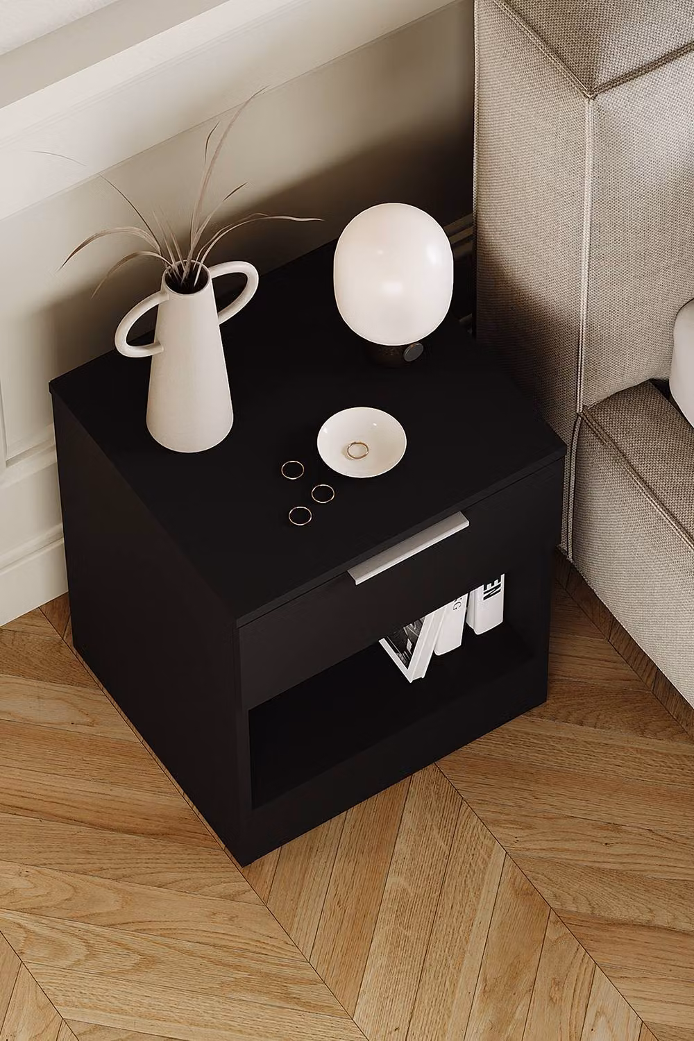 HD Designs Trega 1 Drawer Bedside Table Chest in Black – 5