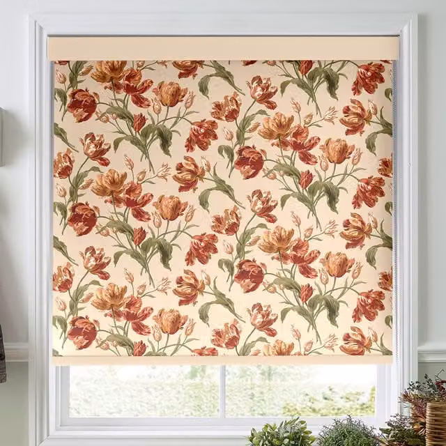 Laura Ashley Gosford Made To Measure Blackout Roller Blind in Cranberry Floral Pattern