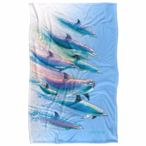JQ Licensing Royce McClure Dolphin Flow Silky Touch Super Soft Fleece Throw Blanket, Blue Multicolour, W: 91 cm, D: 147 cm