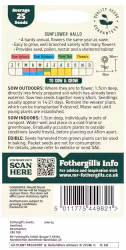 Mr Fothergill's Oh Sow Simple Sunflower Medium Flower Seeds, Yellow – 2