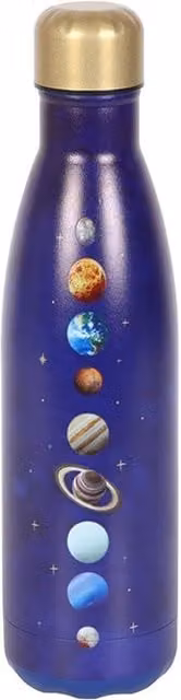 KDMD Solar System Metal Water Bottle, Blue and Gold, 500 ml