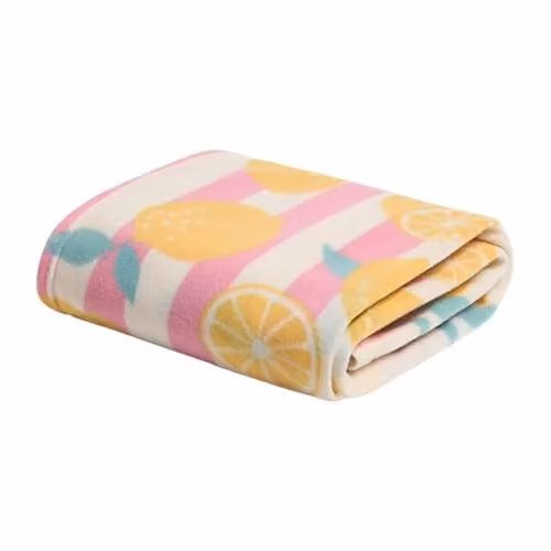 OHS Lemon Stripes Polar Fleece Throw Blanket, Yellow, W/D/H: 120 x 150 cm