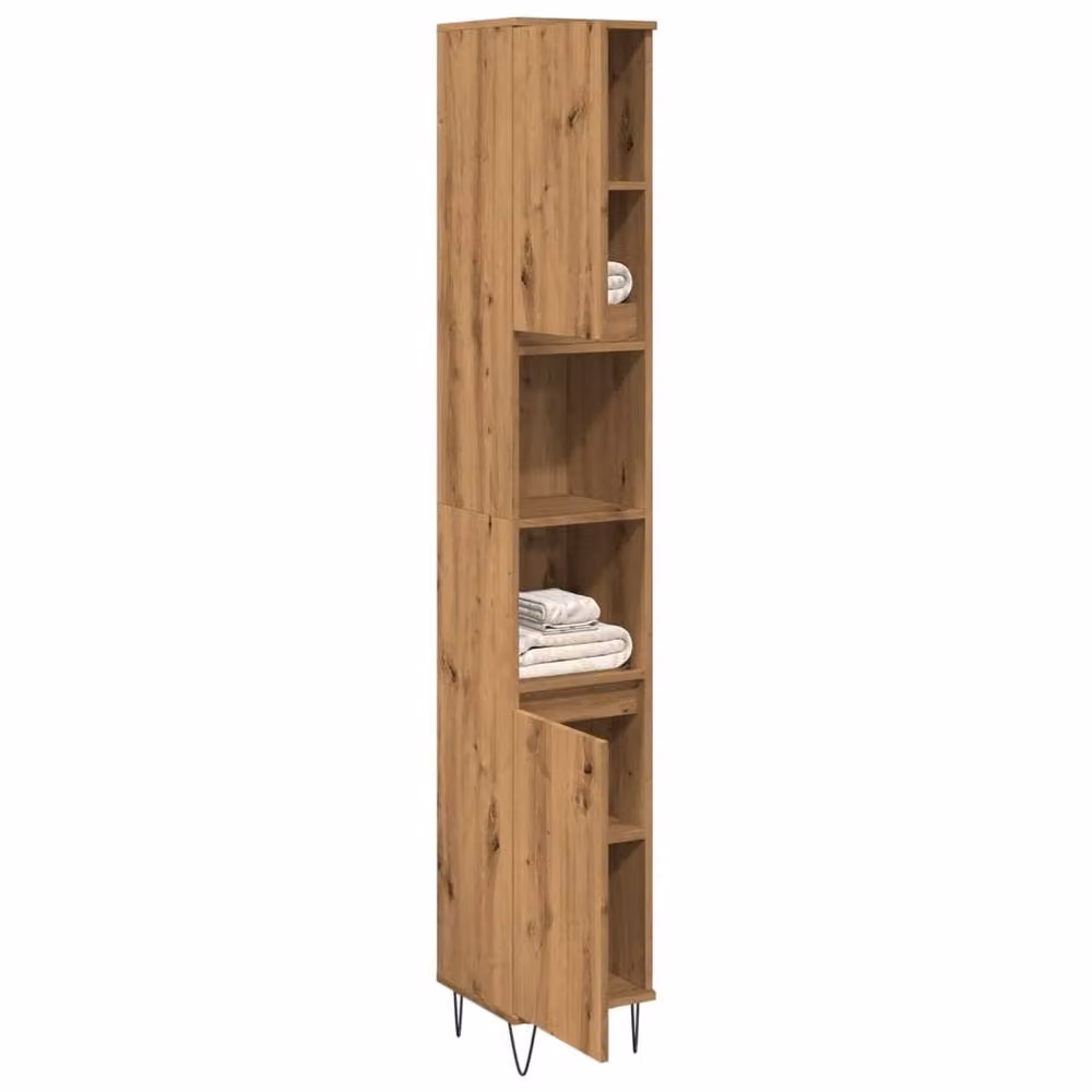 Berkfield Home Classic Artisan Oak Bathroom Cabinet in Brown, W/D/H: 30 x 30 x 190 cm – 2