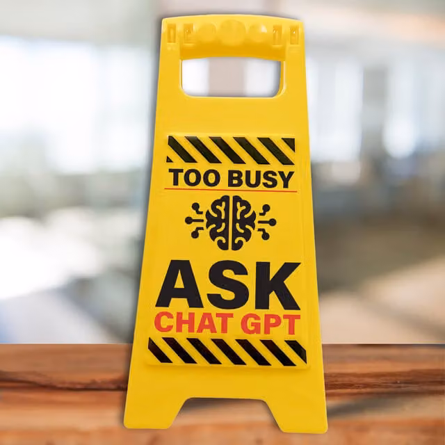 Boxer Gifts Too Busy Ask ChatGPT Novelty Tabletop Office Desk Sign, Brown