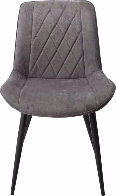 Core Products Ltd Pair of Grey Microfibre Fabric Dining Chairs with Diamond Stitching and Black Metal Legs