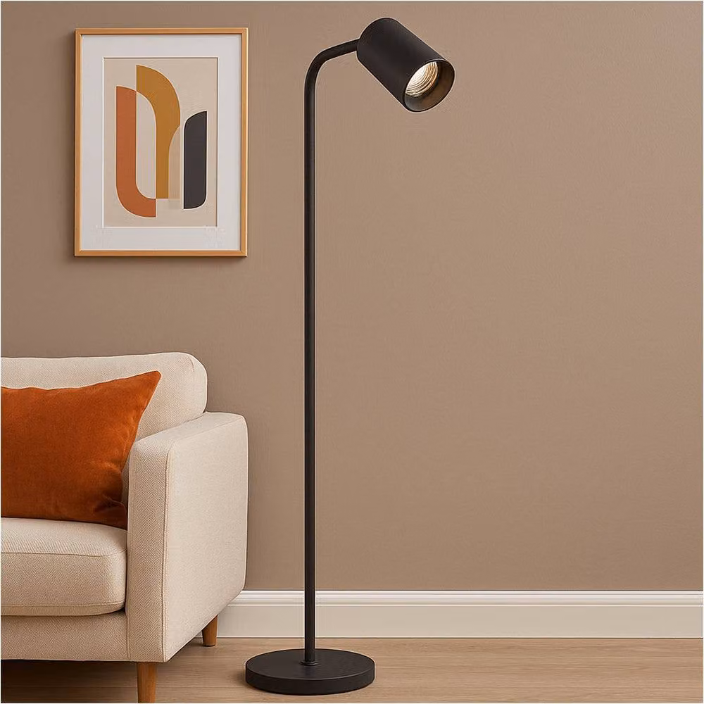 Loops Modern Black Metal Floor Lamp with GU10 LED Light – 2