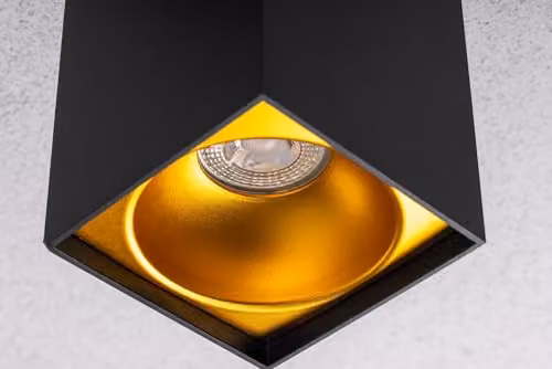CGC Lighting Sandra Black Square Single Ceiling Spotlight with Gold Reflector – 4