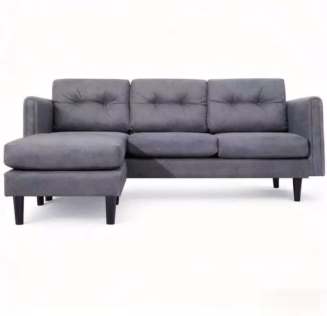 Alivio Modern Reversible L-Shaped 3-Seater Sectional Fabric Sofa in Grey – 1