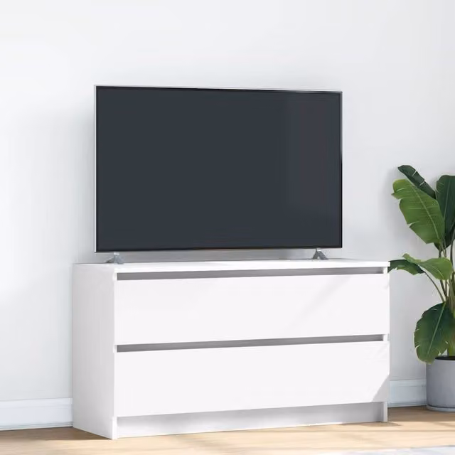 Berkfield Home White TV Cabinet in Engineered Wood, W/D/H: 100 x 35 x 54 cm