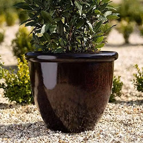 Primrose Round Plastic Planter in Black, Diameter: 54 cm – 2