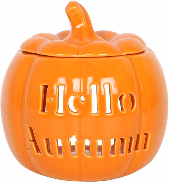Something Different Hello Autumn Orange Ceramic Pumpkin Tealight Oil Burner