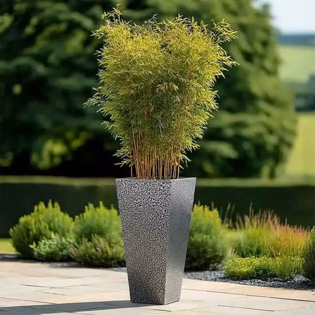 Access Garden Products Tall Tapered Square Planter, Galvanised Steel, Silver and Black, Height: 70 cm – 1