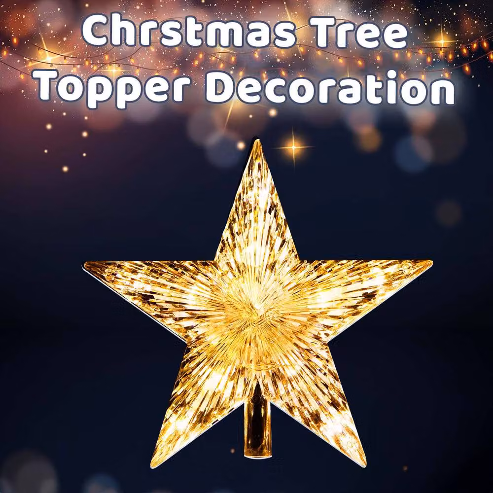 VFM e-Store Christmas Tree Star Tree Topper in White and Gold Glass – 2