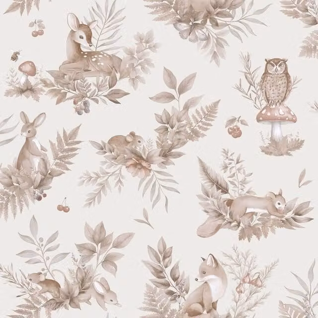Holden Décor Forest Friends Textured Animal Pattern Wallpaper in White