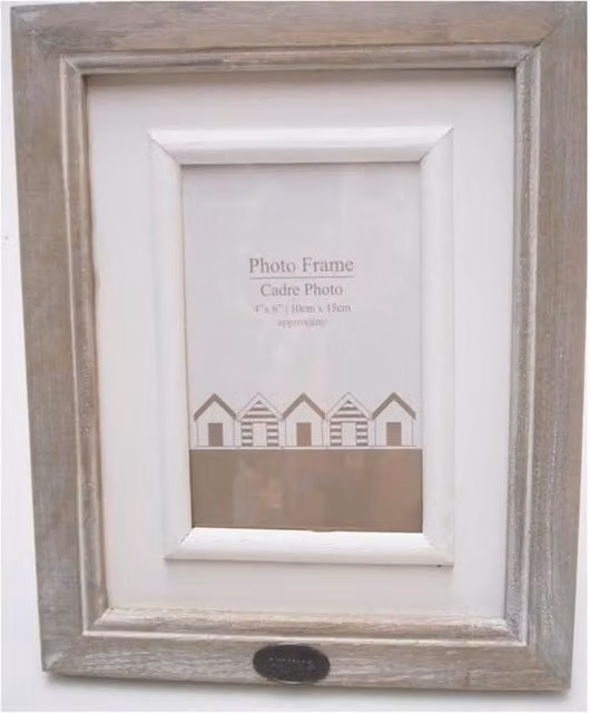 Topfurnishing Shabby Chic Rectangular Single Wooden Photo Frame in Brown and White