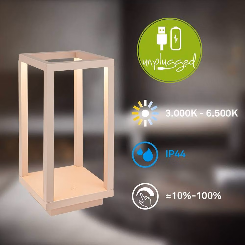 Briloner LED Lantern Table Lamp, Rechargeable and Dimmable, Beige – 2