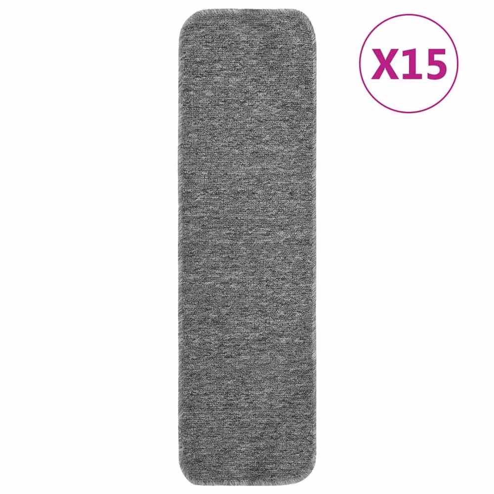 Berkfield Home Anti Slip Rectangular Stair Mats, Grey, 15 Pack, W: 75 cm, D: 20 cm – 2