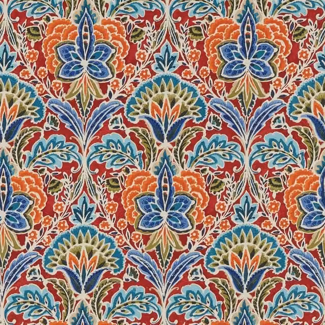 iLiv Rhapsody Ruby Red and Multicolour Cotton Fabric Panel with Nature Graphic Design