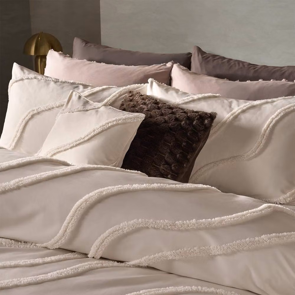 OHS Tufted Contour Bedding Set with Duvet Cover and Pillowcase in Ivory, King Size (180 x 200 cm) – 2