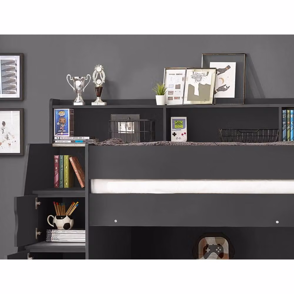 Cheshire Solid Pine Single Staircase Bunk Bed in Anthracite Black, 90 x 200 cm – 5