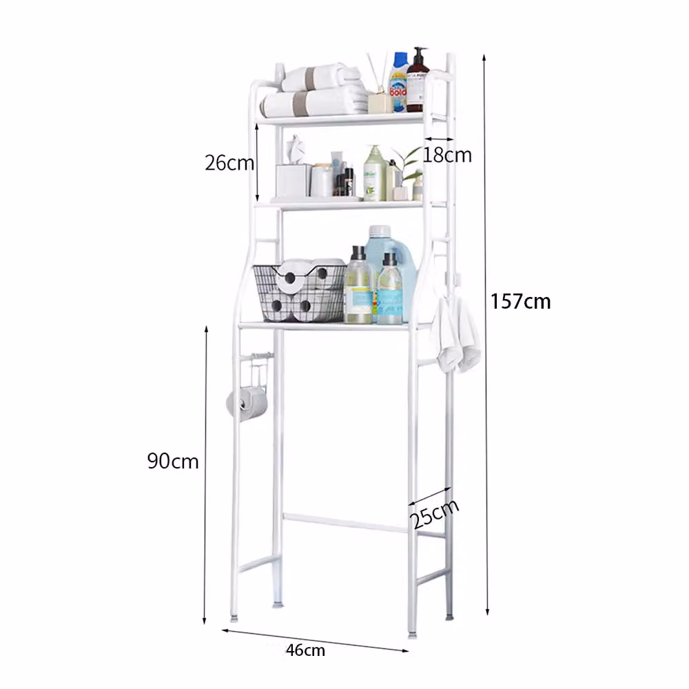 Living and Home 3 Tier Metal Bathroom Over Toilet Storage Rack in White – 2