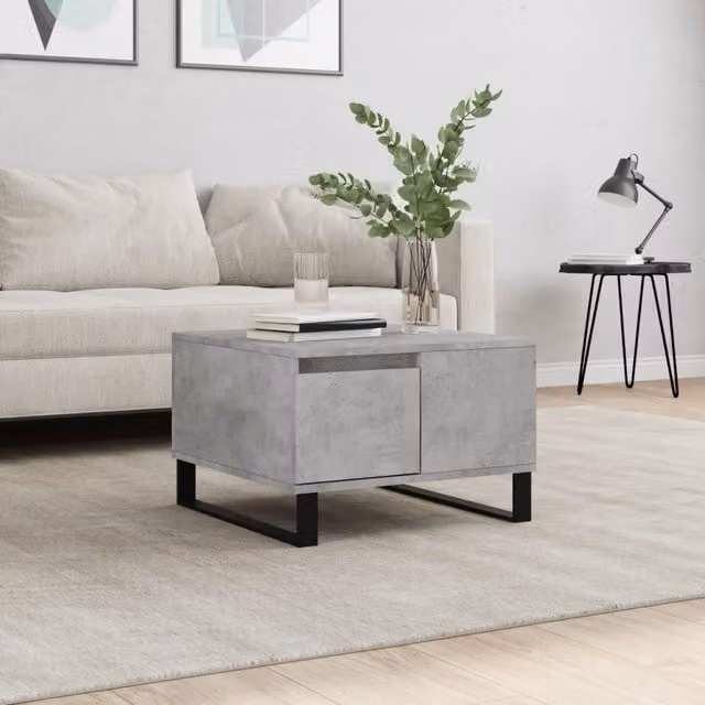 Berkfield Home Modern Square Coffee Table in Grey Concrete Finish, W/D/H: 55 x 55 x 36.5 cm
