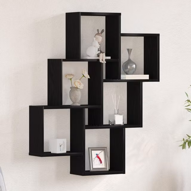 Berkfield Home Black Oak Wall Cabinet, W/D/H: 78 x 15 x 92 cm – 1