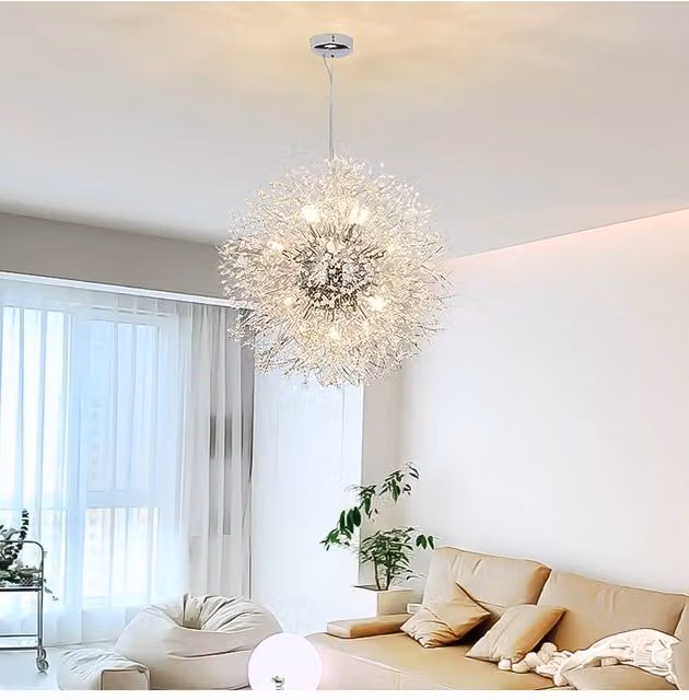 Garden Sanctuary Sputnik Crystal Hanging Pendant Light in Silver