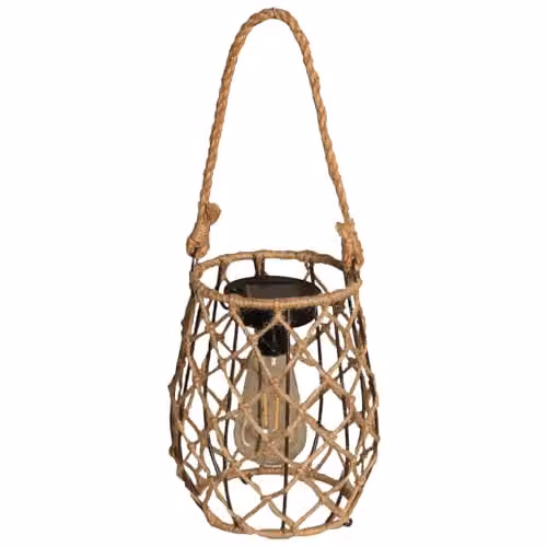 mysmartbuy Sardengna Solar Powered Natural Jute Rope Lantern, Brown LED Outdoor Garden Light, H21 x W17.5 cm – 4