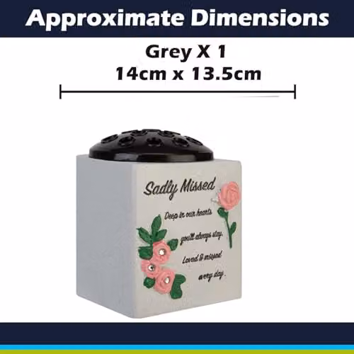VFM e-Store Memorial Ornament Flower Pot, Grey, W: 14 cm, D: 13.5 cm – 2