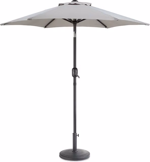 Vonhaus Grey Garden Parasol with 12kg Base Bundle, 2m Diameter and UPF 30 Protection