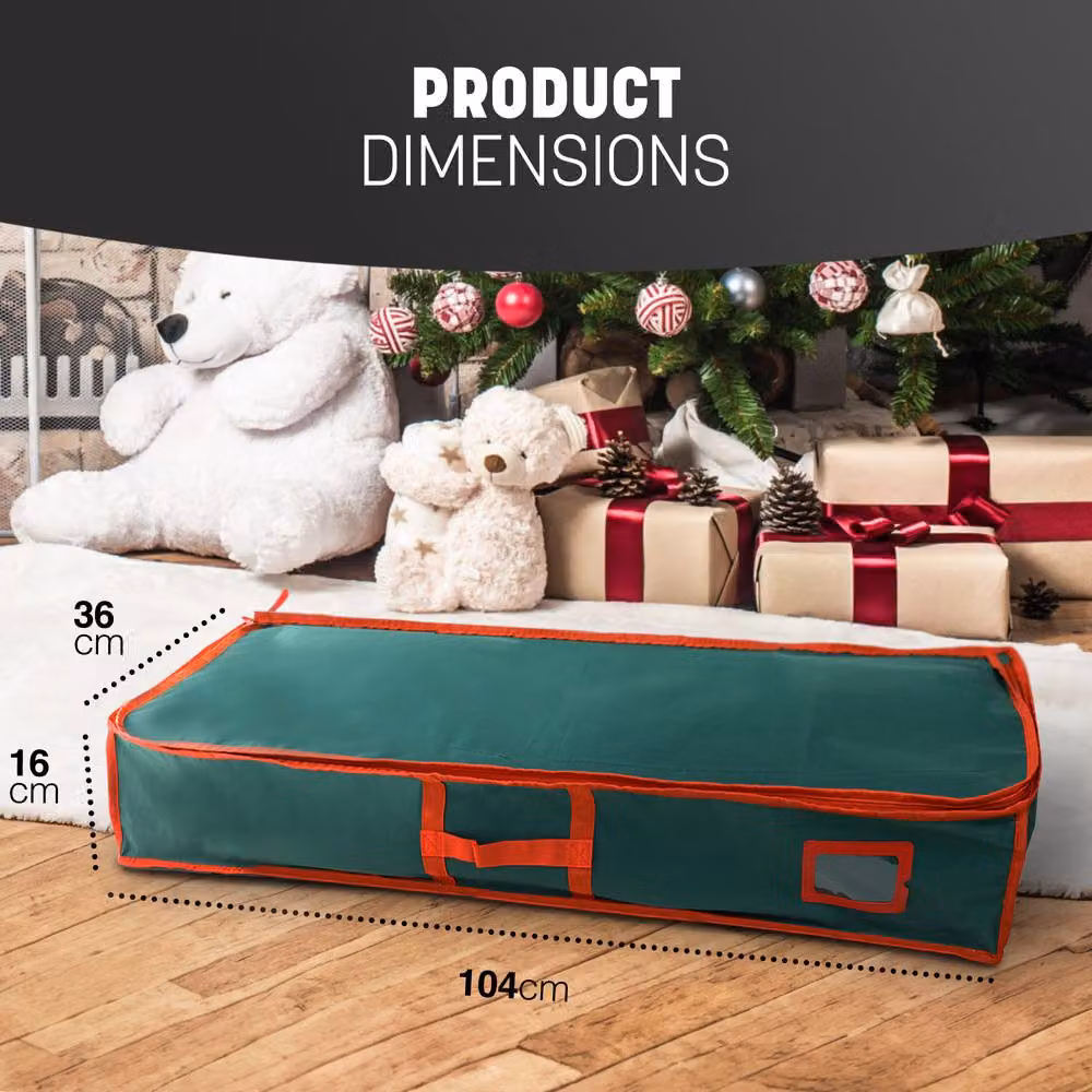 Keplin Green Christmas Wrapping Paper and Decoration Storage Bag, Foldable Fabric Organizer with Handles – 2