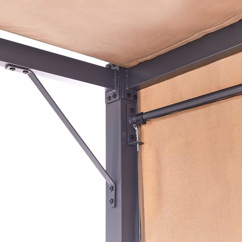 Wyld and Coco Pergola with Solar LED Lights, Brown Steel Frame, W/D/H: 310 x 310 x 215 cm – 3