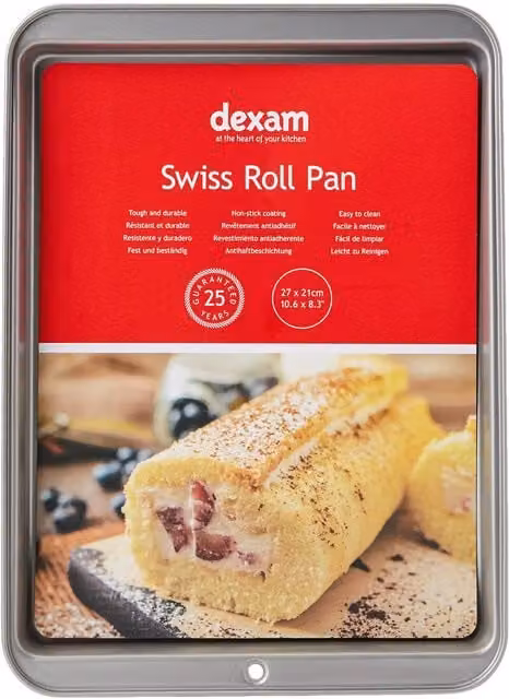 Dexam Non-Stick Rectangular Swiss Roll Cake Tin, Silver