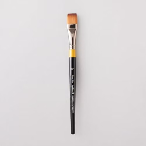 Daler-Rowney System3 Short Flat Acrylic Brush, Synthetic Hair, 3/4in, Multicolour – 1