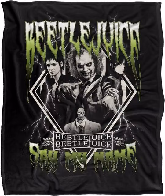 LOGOVISION Beetlejuice 2 Super Soft Fleece Throw Blanket, Multicolour and White, W: 152 cm, D: 127 cm – 6