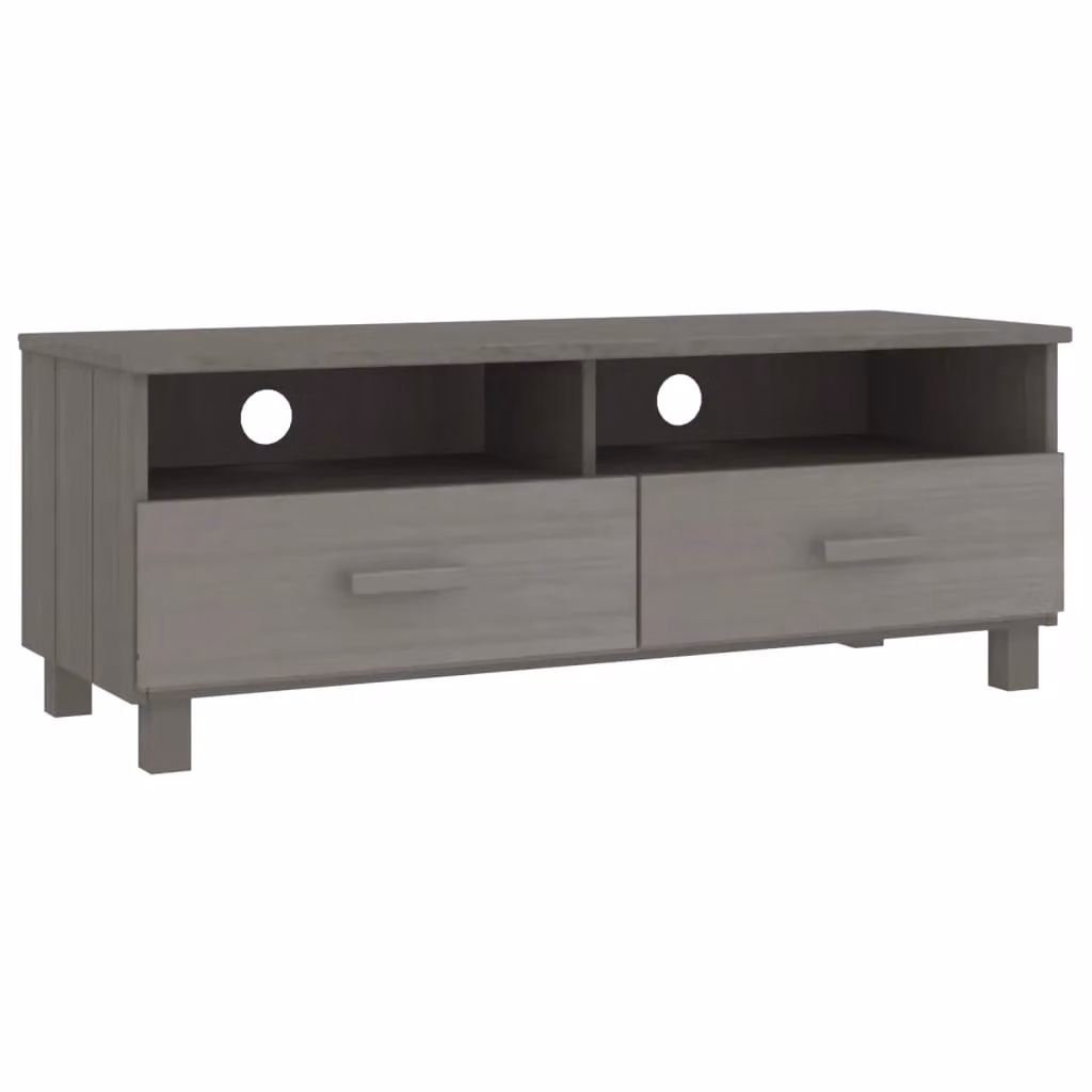 Berkfield Home HAMAR TV Cabinet in Light Grey Solid Pine Wood, W/D/H: 106 x 40 x 40 cm – 2