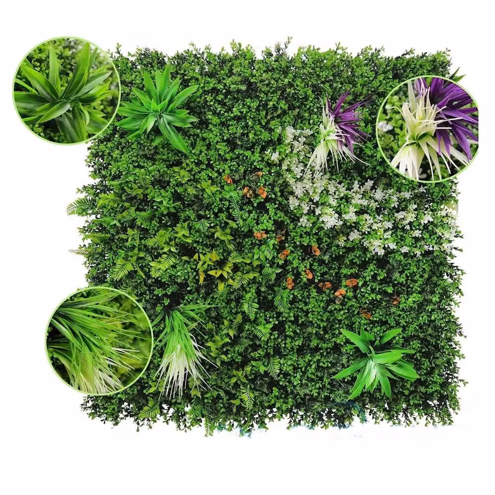 FLAVORA Green Artificial Plant Living Wall Hedge Fence Panel, W: 300 cm, H: 150 cm – 4