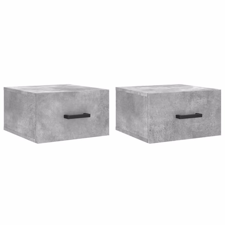 Berkfield Home Wall-mounted Bedside Cabinets, 2 Pack, Concrete Grey, W/D/H: 35 x 35 x 20 cm