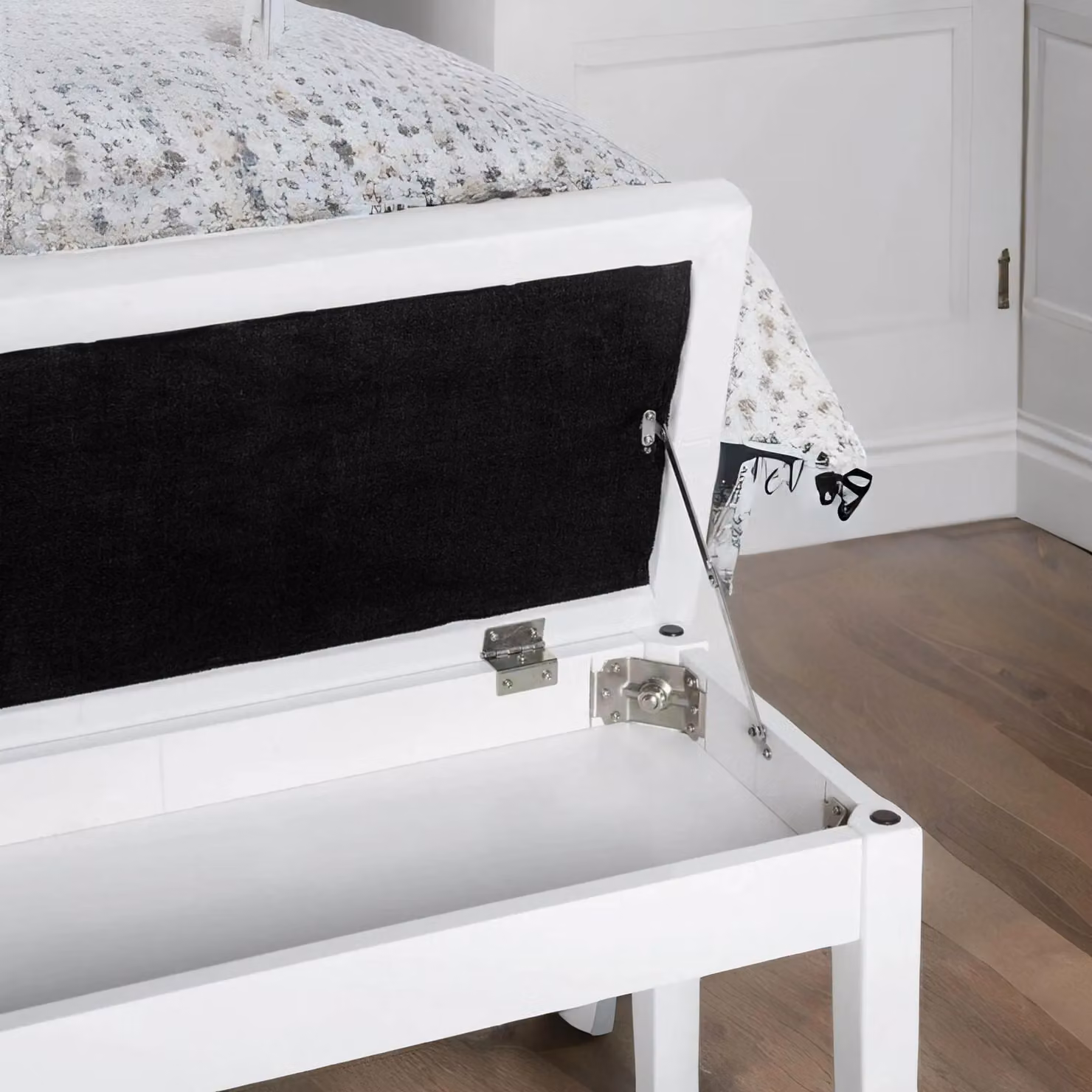 FURNOS Tufted Faux Leather Piano Bench with Storage in White – 2
