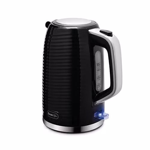 Swan Wave Cordless Plastic Kettle, 1.7 l, Black, with Auto Shut-Off and Limescale Filter – 1
