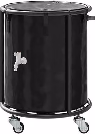 Living and Home 114L Portable Rain Barrel with Castors, Black – 1