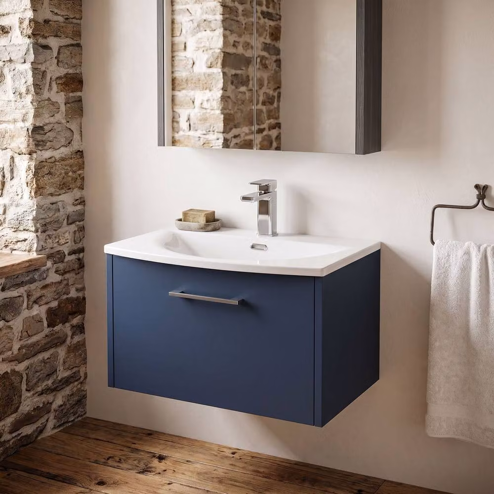 Balterley Winshill 1 Drawer Wall Hung Vanity Basin Unit, Dark Blue, W: 60 cm – 2