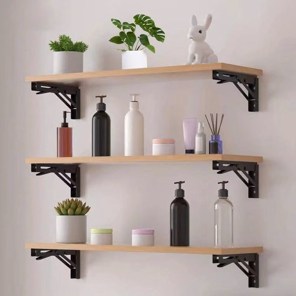 PAWNORA Heavy Duty Matt Black Fold Up Angle Bracket Shelf, Width: 40 cm – 5